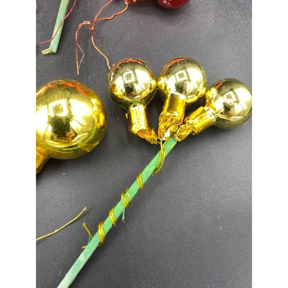 Vintage Mercury Glass Christmas Balls Bunches Floral Picks Red, Gold, Silver - Picture 8 of 9
